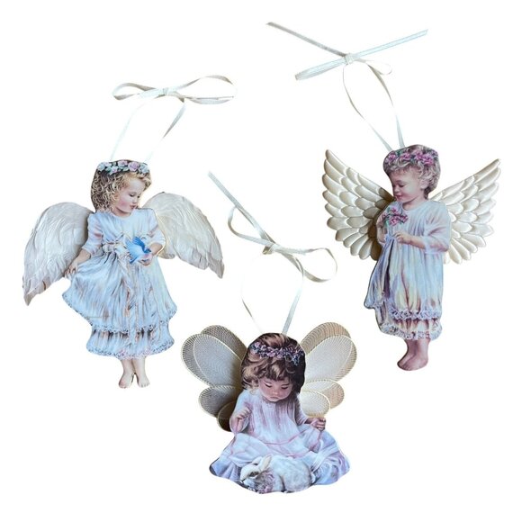 Heavens Little Angels Bradford Exchange Porcelain Ornaments Set Of 3 - Picture 5 of 16